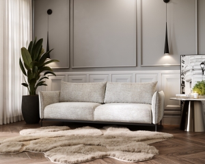 Sofa z funkcją spania Bueno z pojemnikiem beżowa