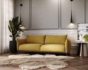Sofa z funkcją spania Bueno z pojemnikiem żółta