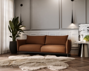 Sofa z funkcją spania Bueno z pojemnikiem ceglasty