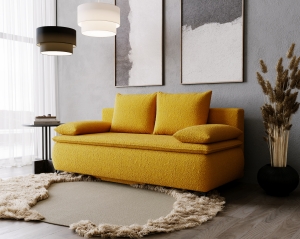 Sofa Mona z funkcją spania nóżki metalowe musztardowy