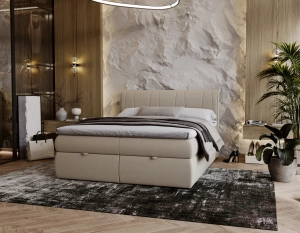 OFERTA LIMITOWANA Łóżko tapicerowane Velvet 160x200 z pojemnikiem beżowe
