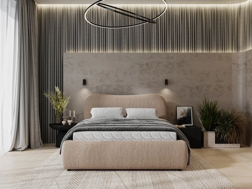 Łóżko tapicerowane  Isla z pojemnikiem stelaż metalowy