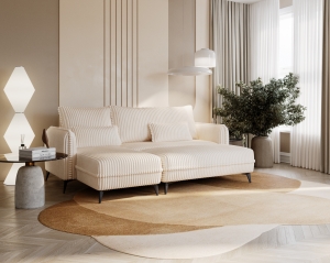 Narożnik Storm fix z pufą L-kształtny biały