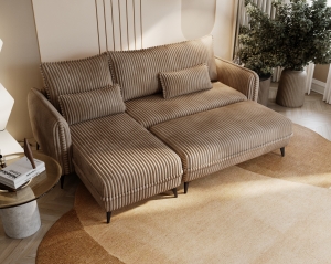 Narożnik  Storm fix z pufą L-kształtny jasnobrązowy