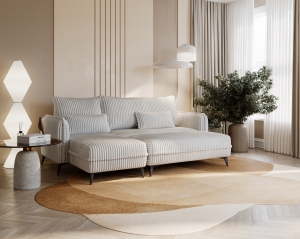 Narożnik  Storm fix z pufą L-kształtny szary