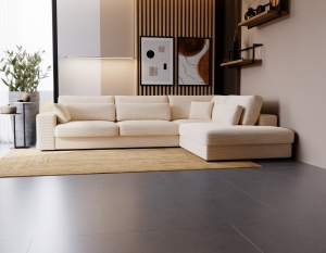 Narożnik Carmex z poduszkami L-kształtny jasnobeżowy