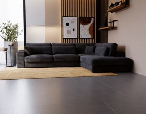 Narożnik Carmex z poduszkami L-kształtny grafitowy