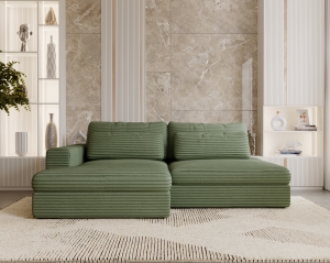 Narożnik z funkcją spania Leida z pojemnikiem oliwkowy